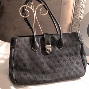 Dooney & Bourke large denim and leather tote